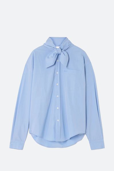 Pussy-Bow Embroidered Cotton-Poplin Shirt from Ami Paris