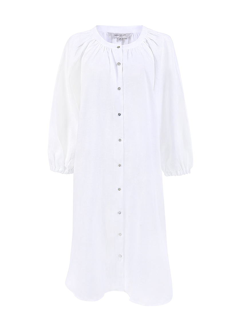 Ophelia White Linen Shirt Dress from Hesper Fox