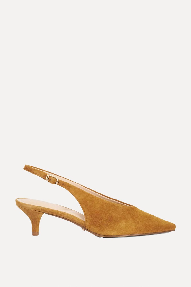 Leather Buckle Kitten Heel Slingback Shoes from Dune London