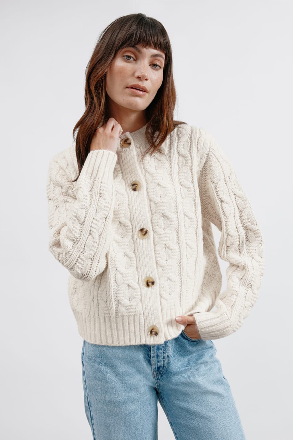 Cream Cable Cardigan from Albaray