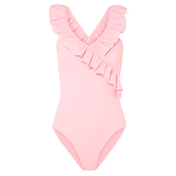 Ruffle-Trimmed Stretch-Jersey Bodysuit from Maje