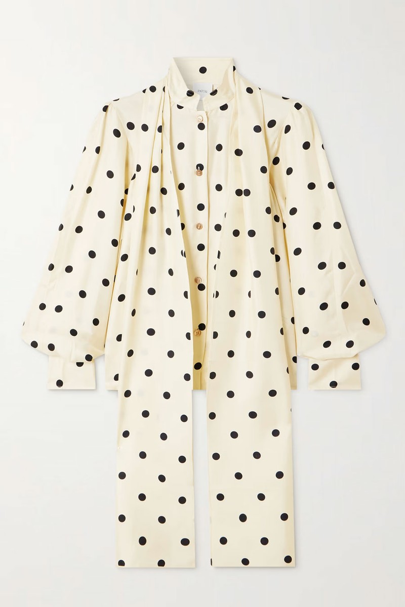 Pussy-Bow Silk-Twill Blouse from Patou