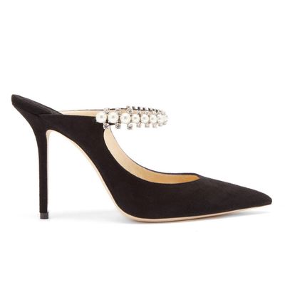 Bing 100 Crystal & Faux-Pearl Strap Mules from Jimmy Choo