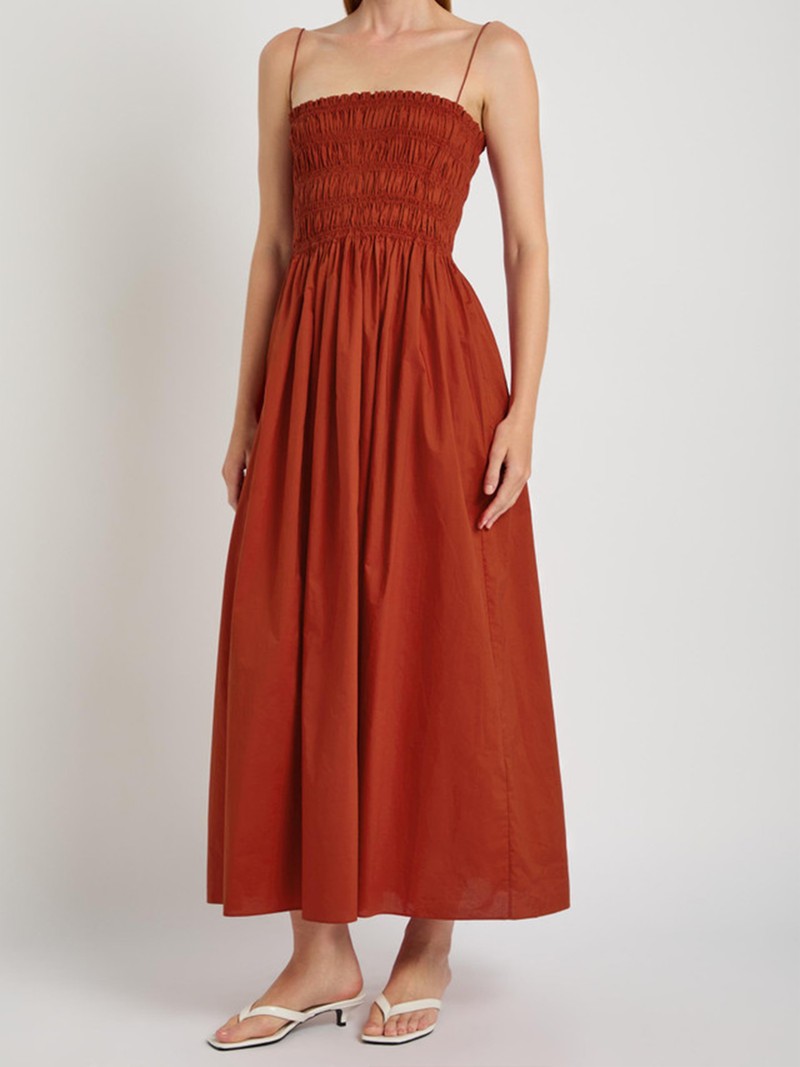 Shirred Cotton-Poplin Midi Dress from Matteau