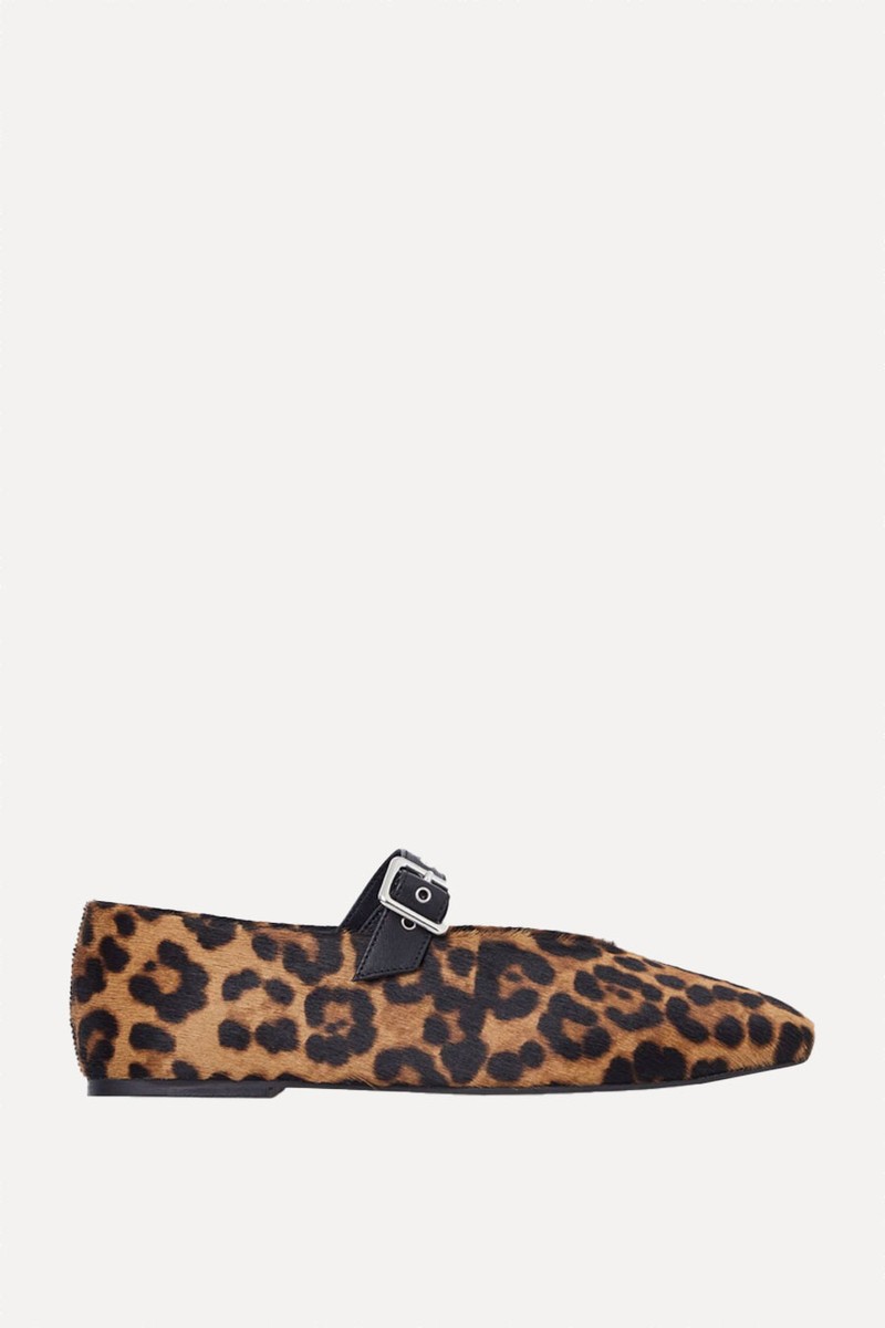 Leopard-Print Pony Hair Ballet Flats from COS