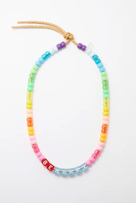Be Happy Bead And Lurex Necklace from Lauren Rubinski'