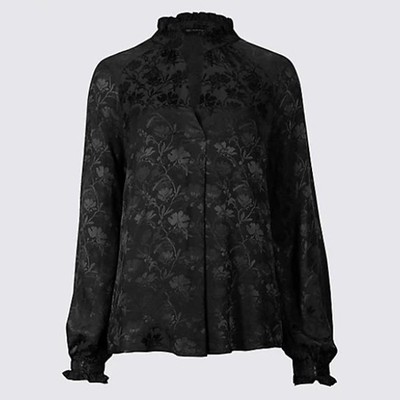 Black Jacquard Blouse