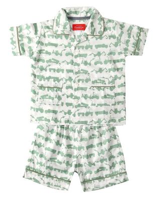 Tractor Green Short Pyjamas from Em & Lu
