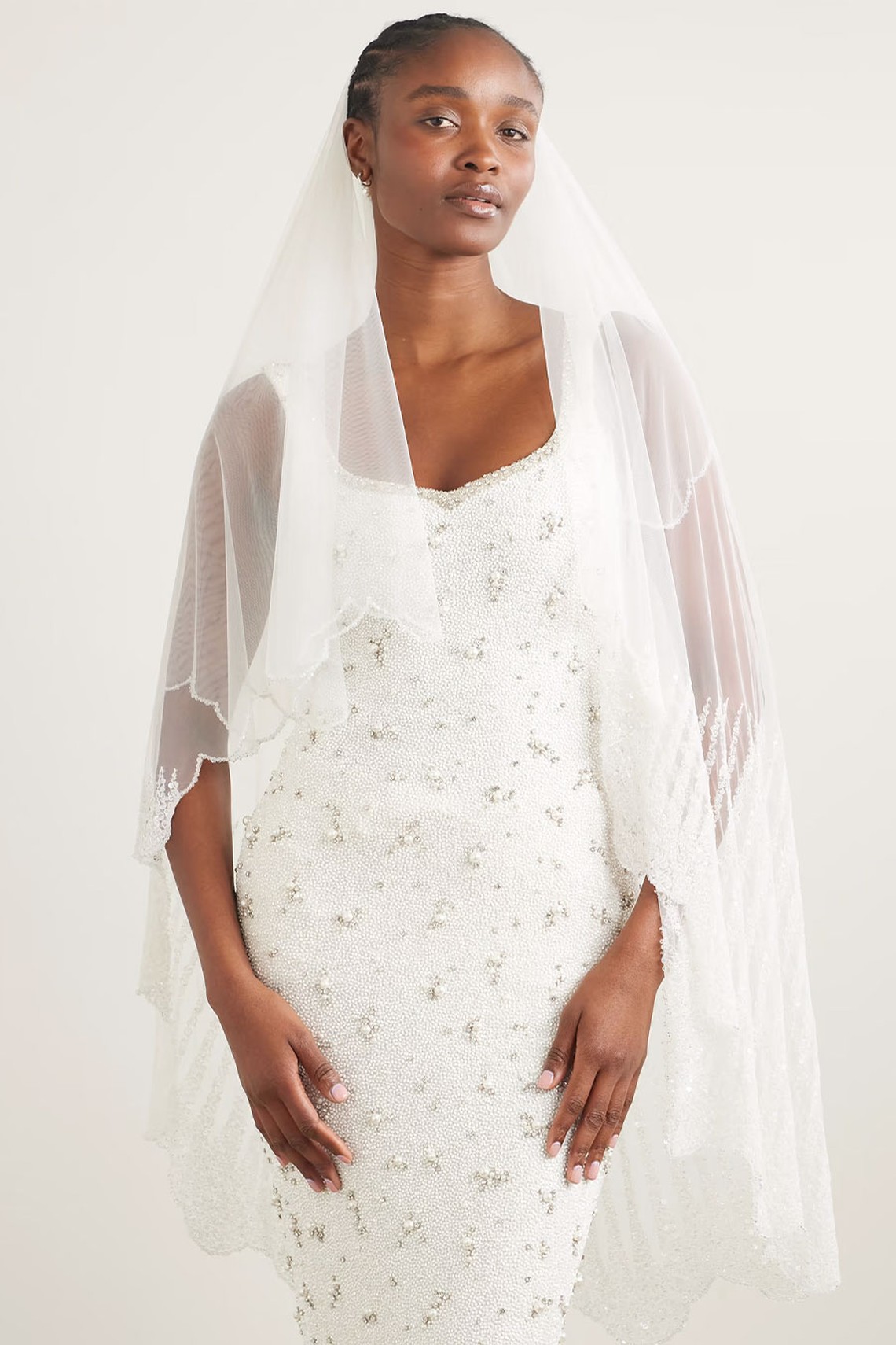 Embellished Scalloped Tulle Veil from Clio Peppiatt