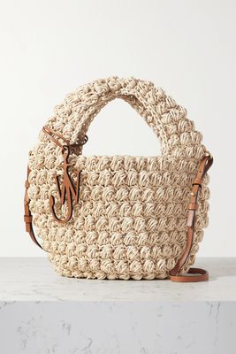 Popcorn Leather-Trimmed Knitted Cotton Tote from JW Anderson
