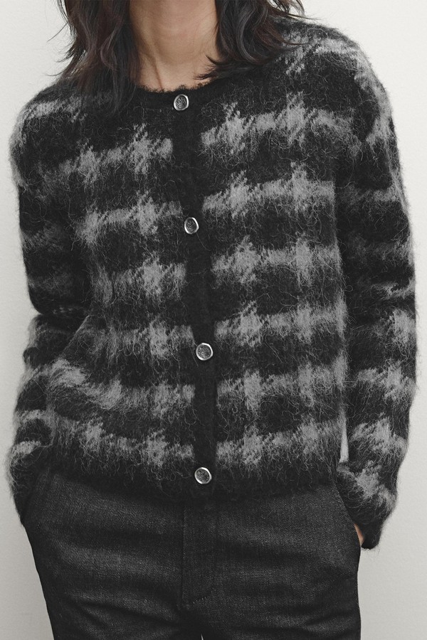 Check Cardigan With Metal Buttons from Massimo Dutti