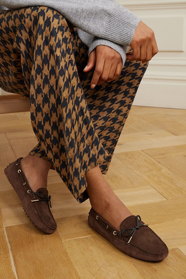 Gommino Leather-Trimmed Suede Loafers from Tod’s