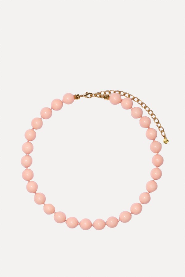14ct Gold-Plated Vermeil Brass Peach Shell Pearl Necklace from Bon Bon Jewellery Club