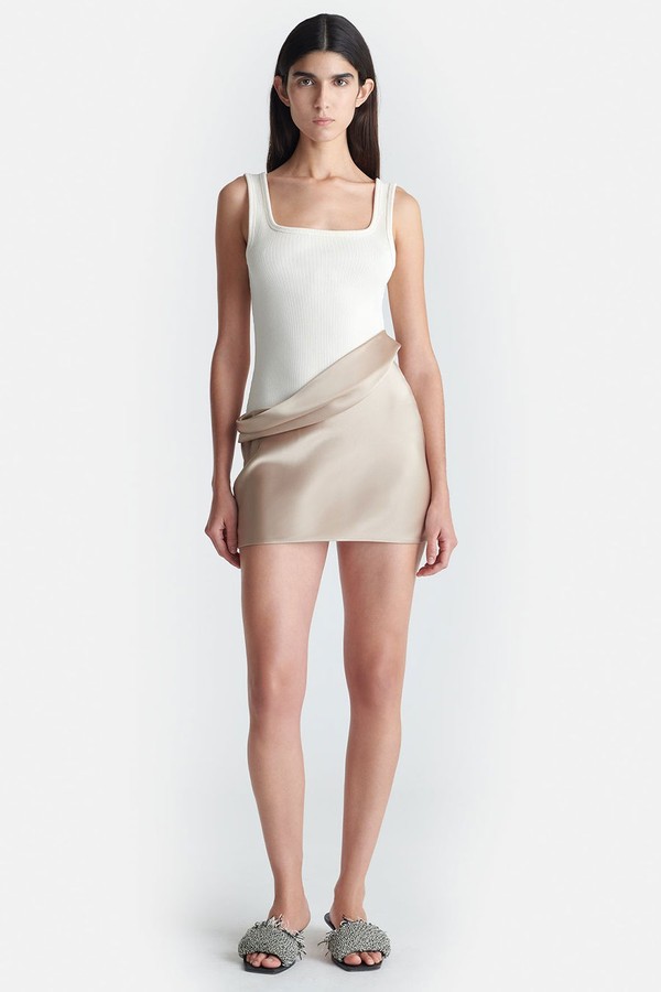 Marijn Ribbed Jersey & Slip Satin Dress