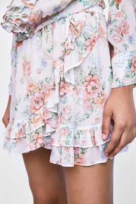 Floral Print Mini Skirt from Zara
