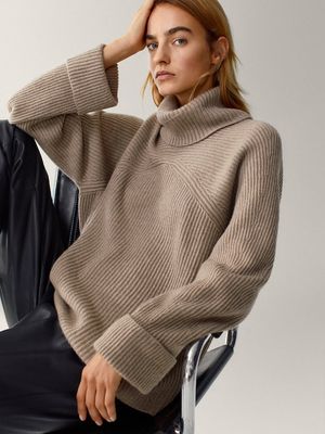 Wide-Neck Cape Sweater