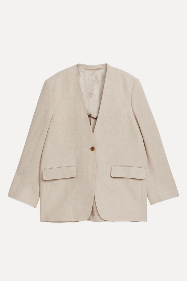 Collarless Linen Blazer from ARKET