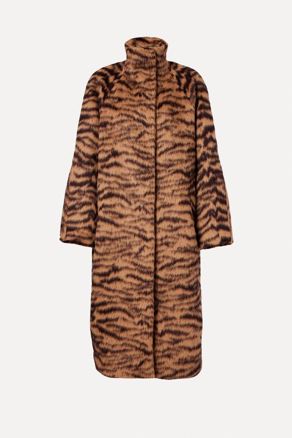 Zebra-Print Wool-Blend Jacquard Coat from Alaïa