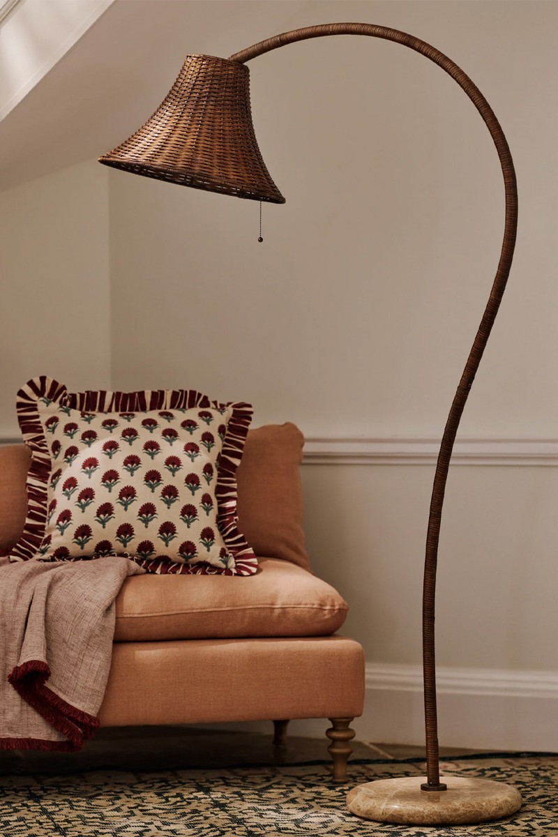 Sikao Rattan Arc Floor Lamp Base from OKA