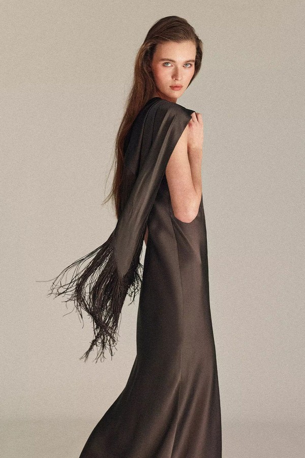 Satin Bandana Fringe Dress from Mango