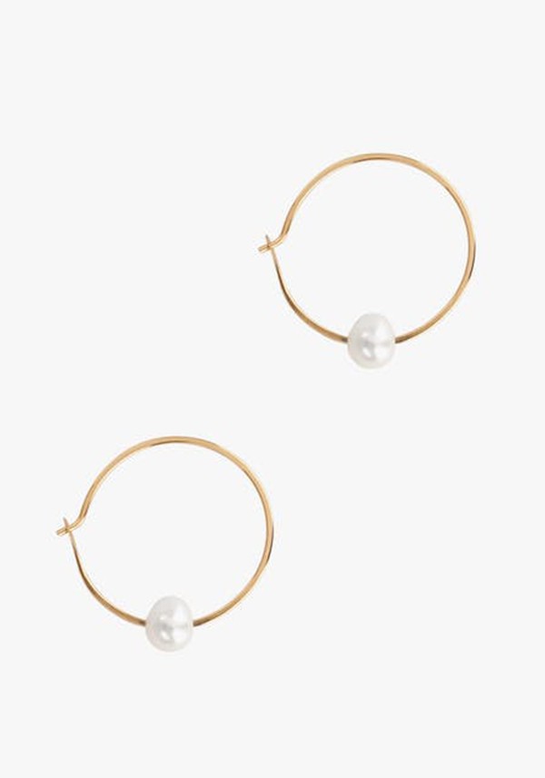Hoops With Single Floating Pearl from Melissa Joy Manning