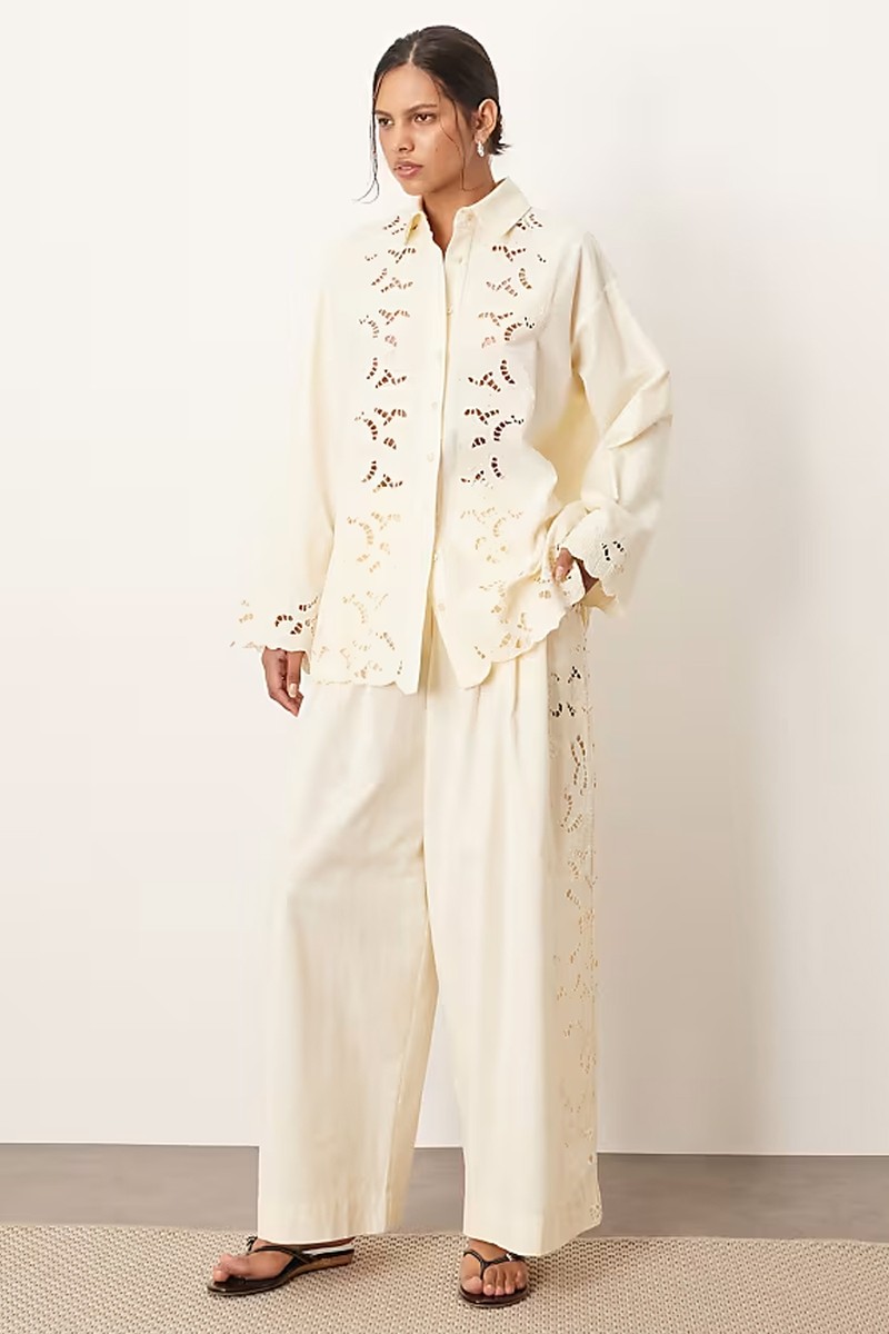 Embroidered Cutwork Shacket & Trouser Co-ord from ARRANGE
