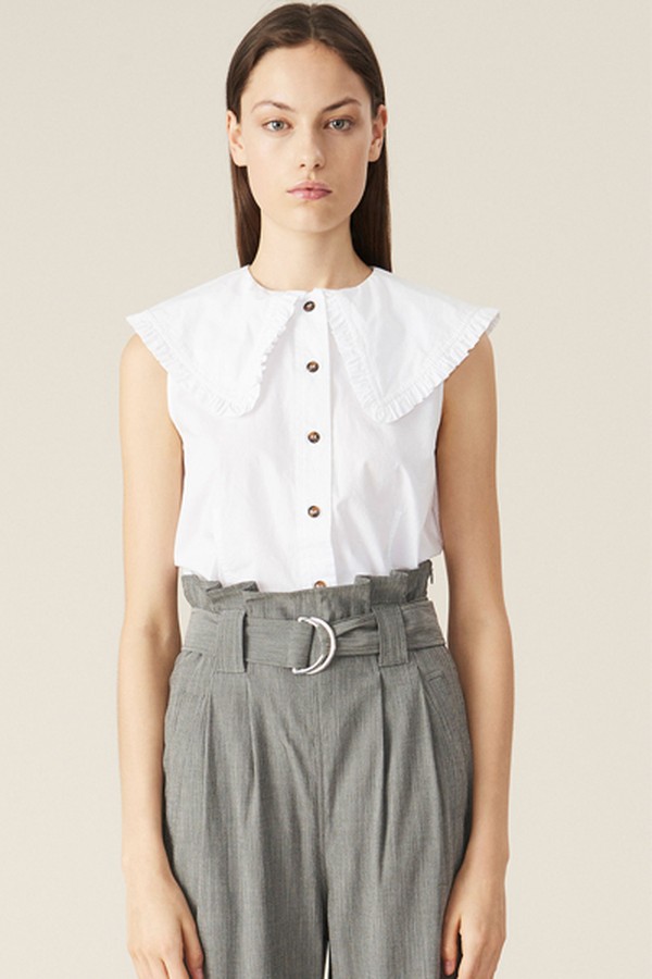 Cotton Poplin Sleeveless Shirt from Ganni