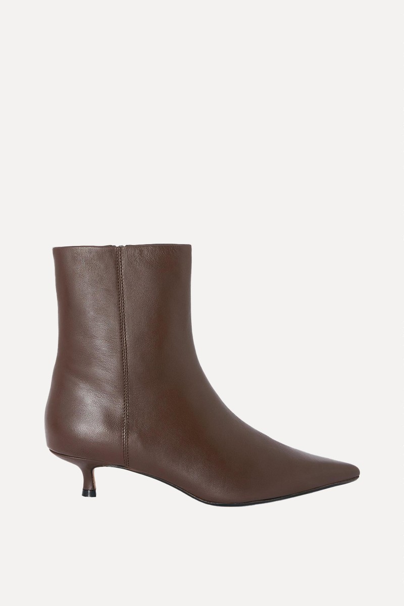 Otto Leather Pointed Toe Kitten Heel Ankle Boots from John Lewis