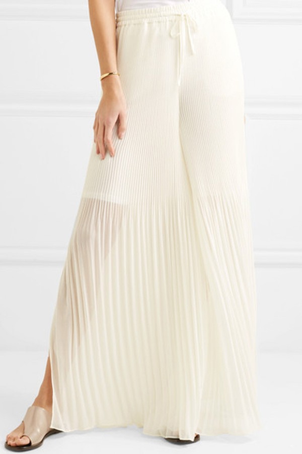 Ohana Pleated Chiffon Wide Leg Pants  from By Malene Birger