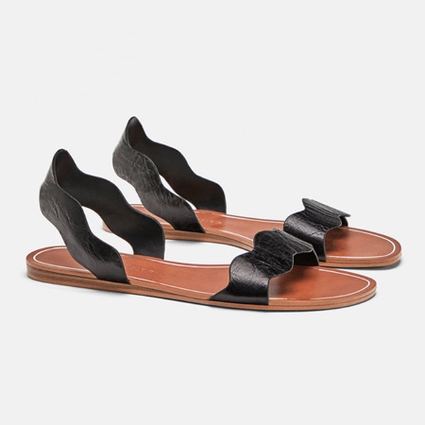 Leather Slides With Wavy Straps from Zara