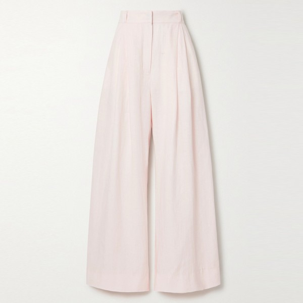 Molly Pleated Linen Wide-Leg Pants from Three Graces London