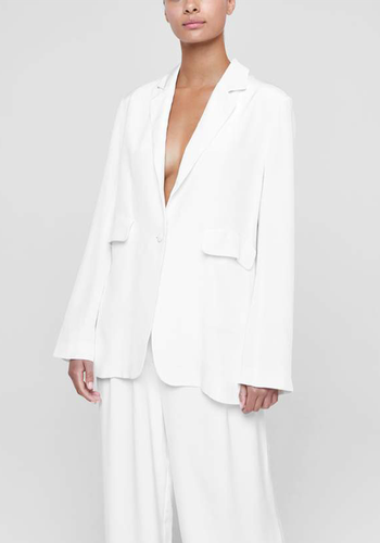 Azores Ivory Silk Crepe Blazer from Asceno