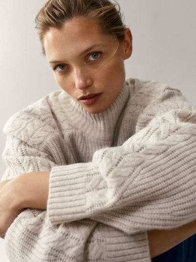 Cable-Knit Purl Cape Sweater