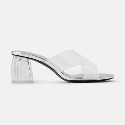 Vinyl Sandals With Geometric Heels from Zara