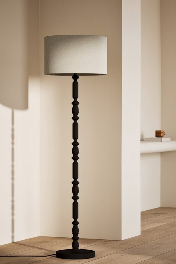 Wooden Bobbin Floor Lamp