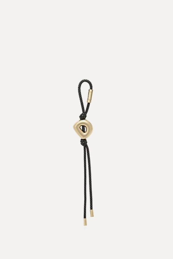 Initial Gold-Tone & Speckled Cord Bag Charm