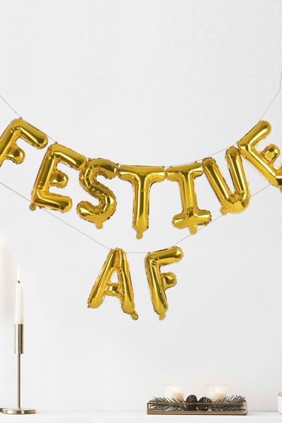 Gold Foiled 'Festive AF' Balloon Bunting from Gingerray