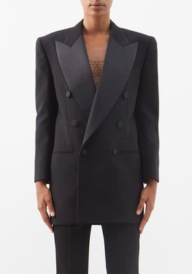 Satin Lapel Double Breasted Wool Tuxedo from Saint Laurent