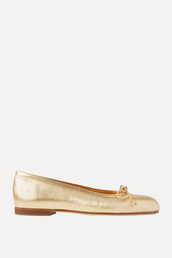 Veralli Metallic Leather Ballet Flats from Manolo Blahnik
