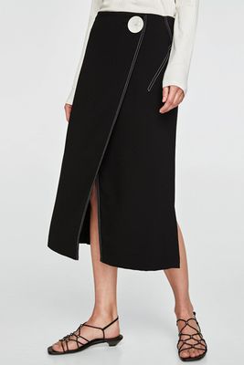 Wrap Skirt With Contrasting Stitching Detail from Zara