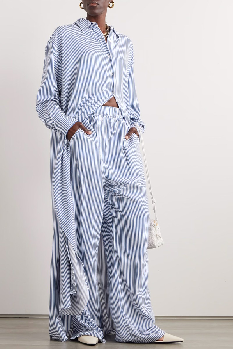 Mirca Striped Twill Wide-Leg Pants from The Frankie Shop