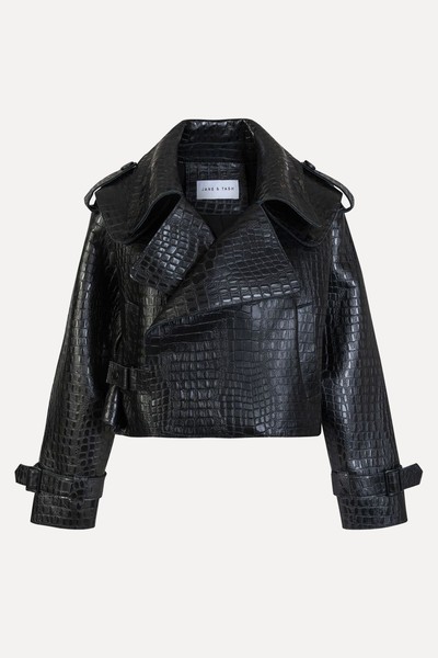 Croc Oversized Leather Jacket from Jane & Tash