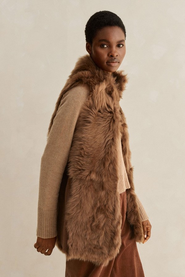 Luxe Toscana Shearling Long Gilet from ME+EM