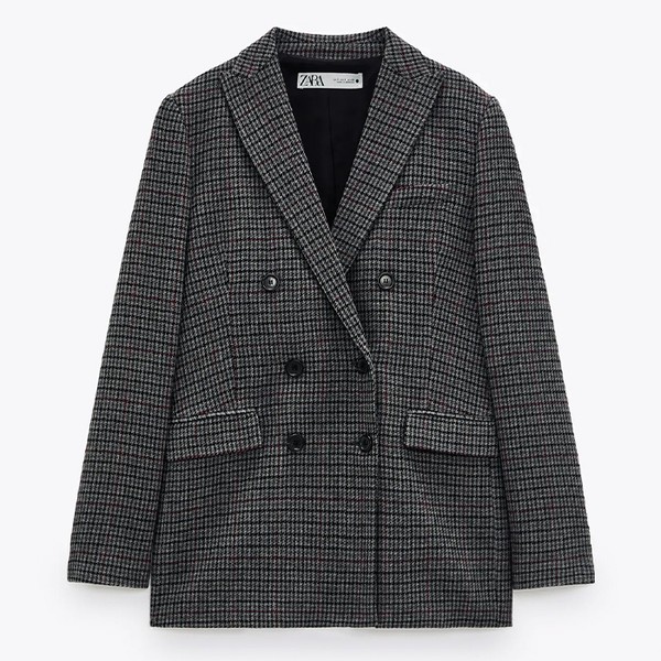 Houndstooth Wool Blend Blazer from Zara