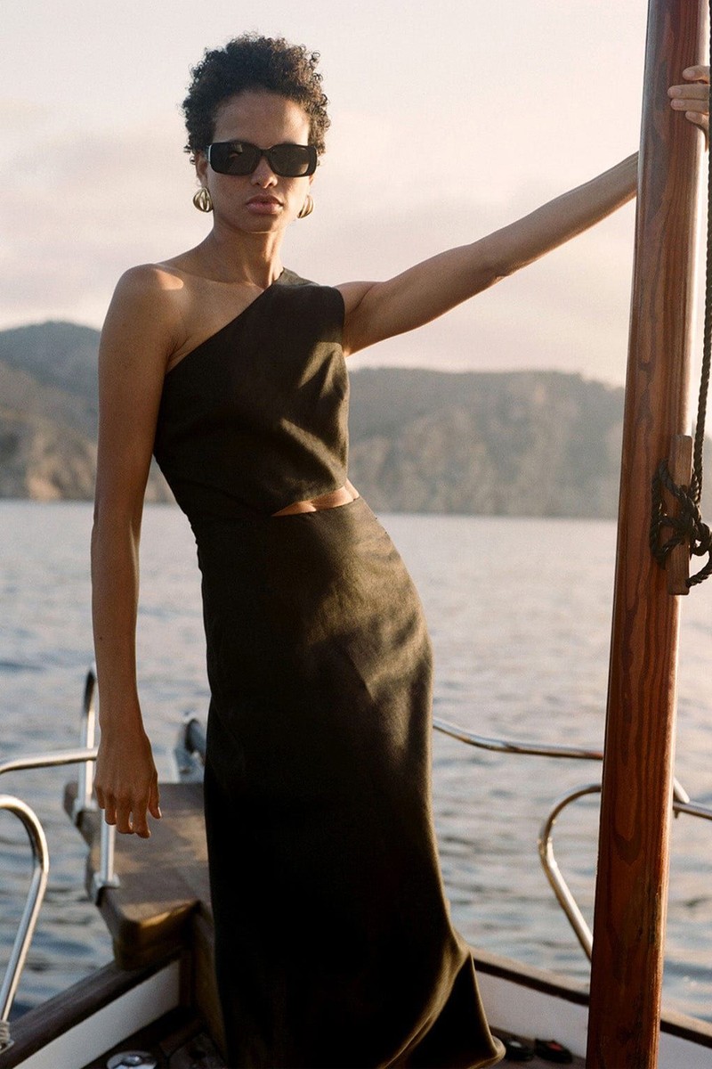 The Ava Asymmetric Maxi Dress from Arkitaip