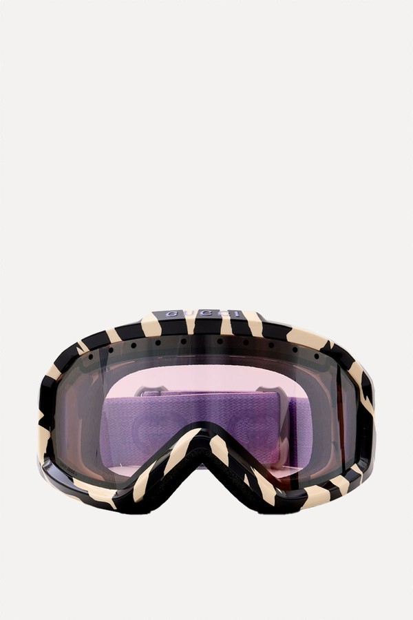 Zebra-Print Mirrored Ski Goggles from Gucci