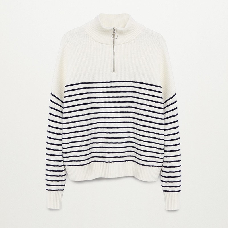 Striped Sweater With Zip from Mango