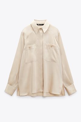 Satin Shirt With Patch Pockets from Zara