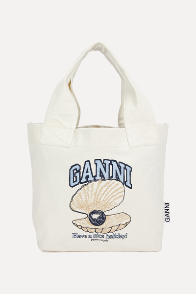 Logo-Print Canvas Tote from Ganni