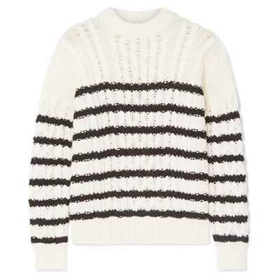 Striped Cable-Knit Wool Sweater from Loewe